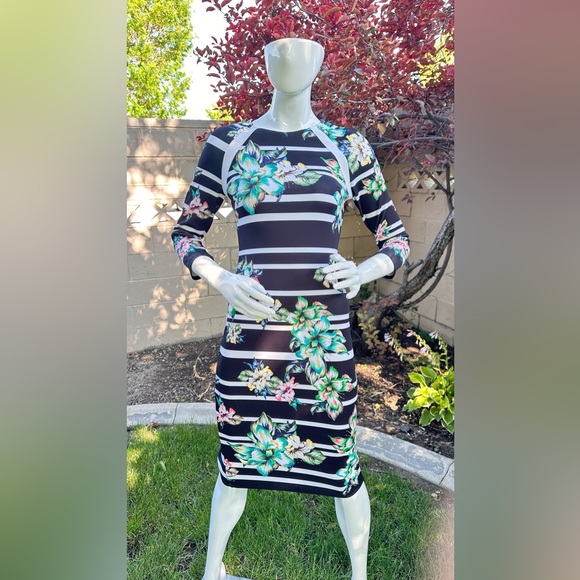 bebe | Dresses | Bebe Black And White Long Sleeve Bodycon Dress | Poshmark